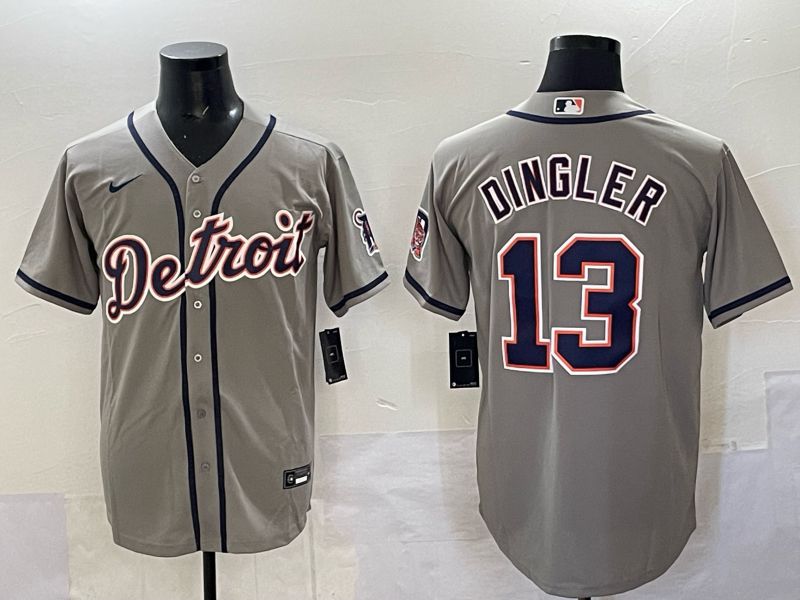 Men 2025 Detroit Tigers #13 Dingler Grey Nike MLB Jersey 01